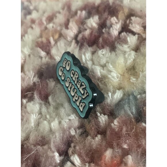 GO CRAZY GO STUPID Blue Enamel Lapel Pin NEW - Picture 3 of 3